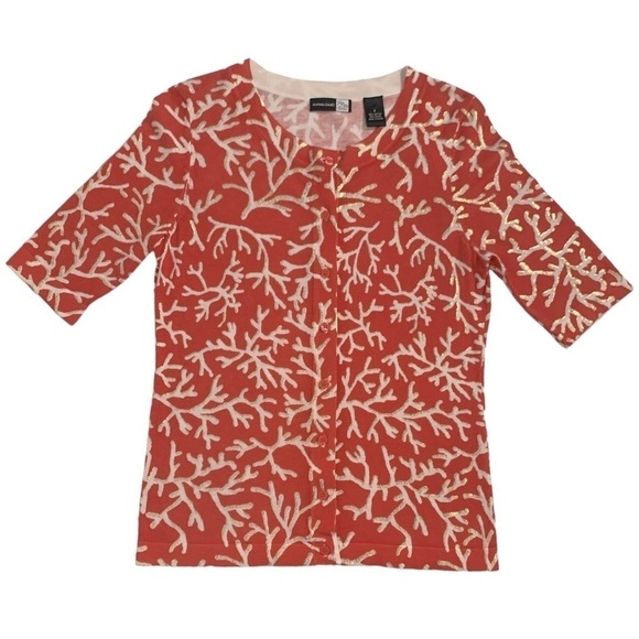 Saks Fifth Avenue Sweaters - Saks Fifth Avenue Clothes (real) Coral Reef Print Cardigan